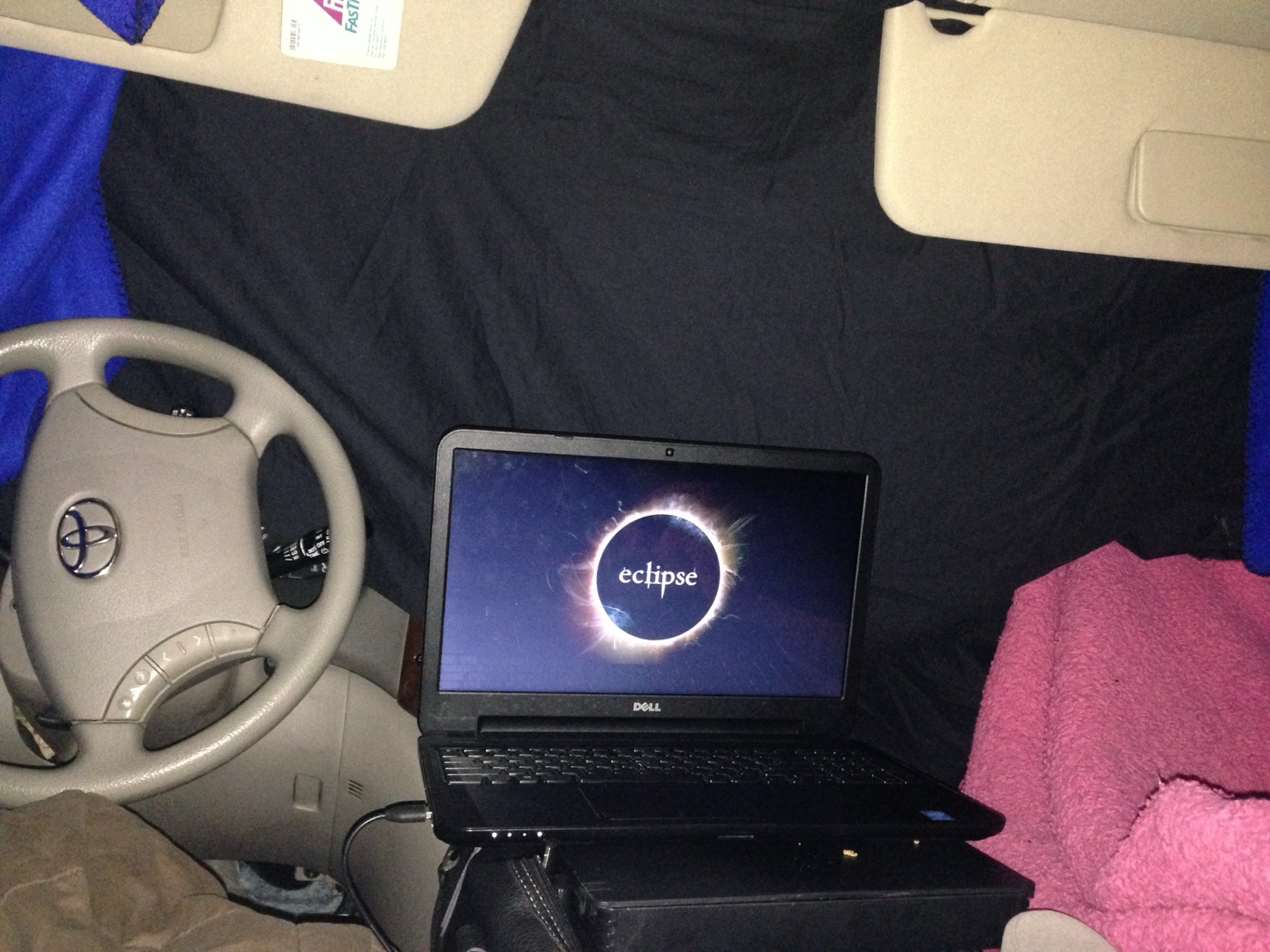 Movie night in the car in Los Angeles.