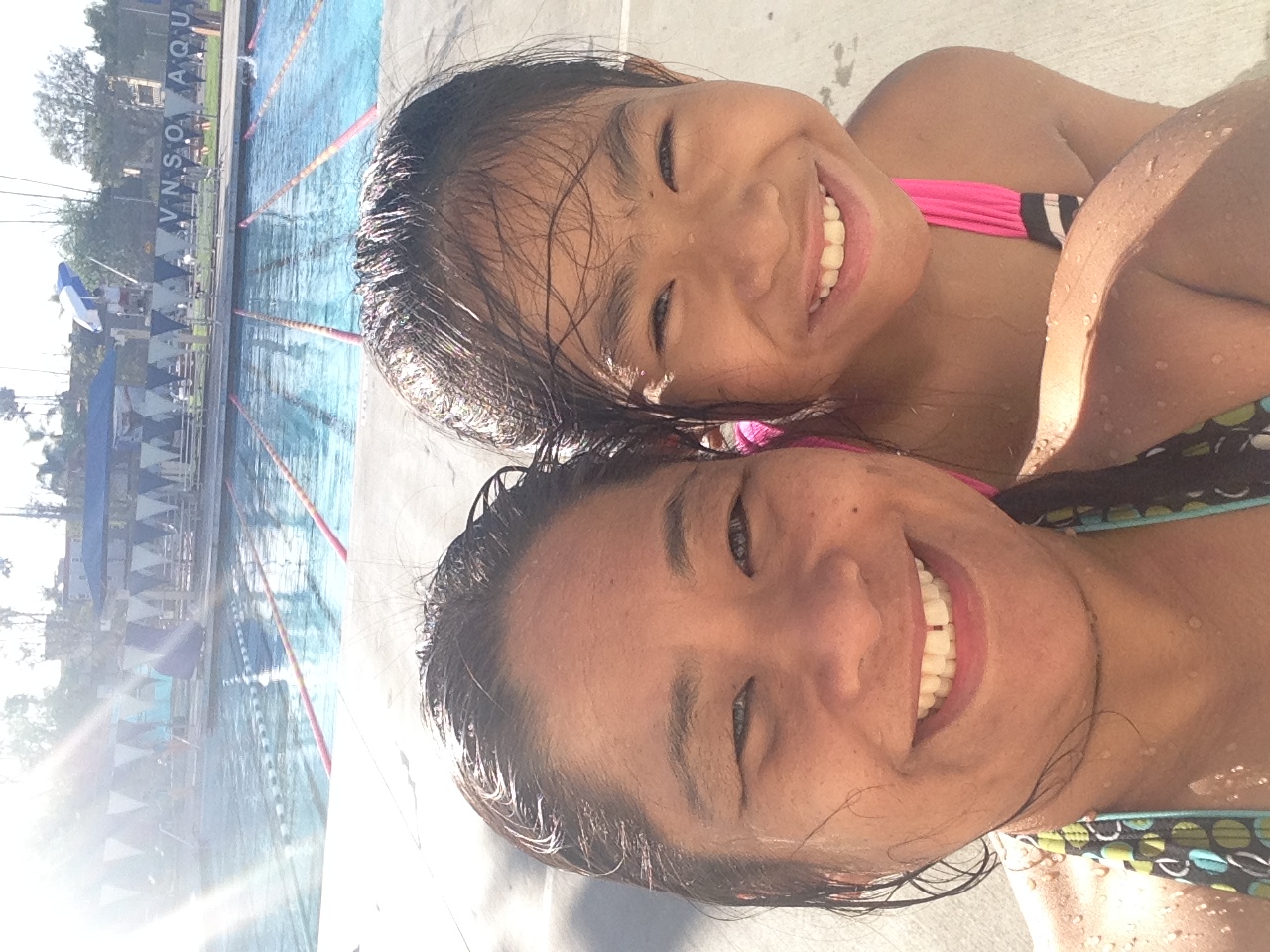 Teodorie and Geordie by the pool during the Los Angeles season.